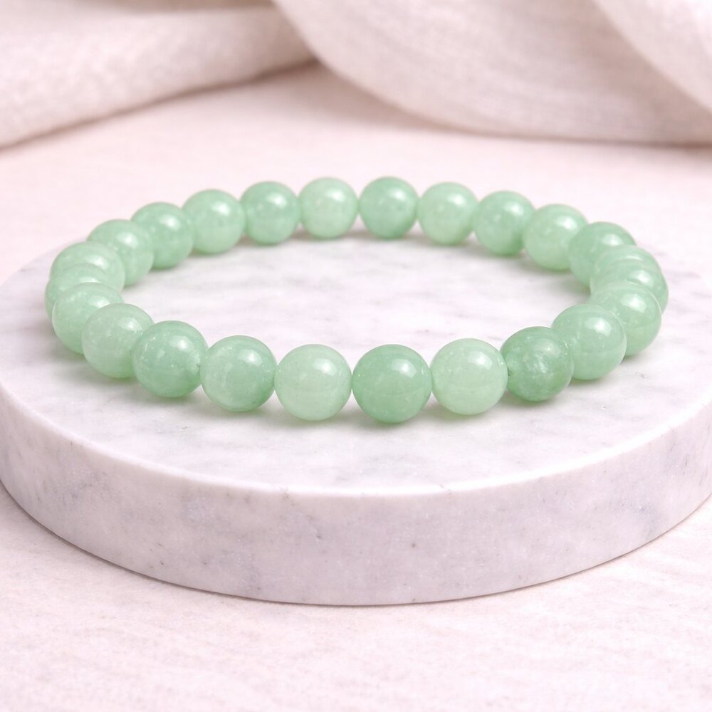 Burmese Jade Stone 8mm Beads Stretch Bracelet Crystal Healing Jewelry
